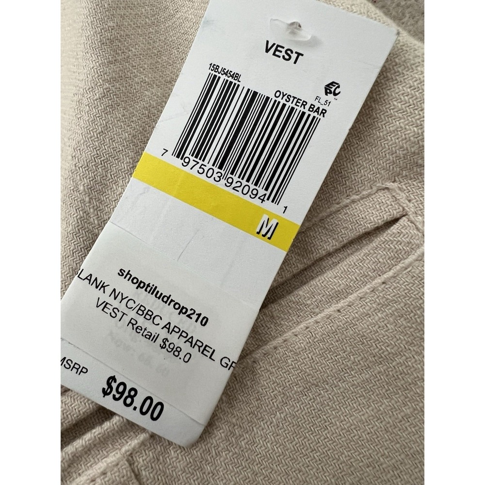 BLANKNYC Button Front Vest Oyster Bar Beige Linen Blend Cropped Scoop Neck M - Picture 8 of 9